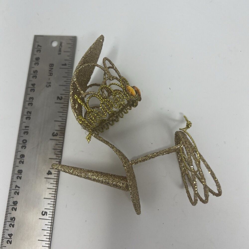 Pier 1 Stiletto Heel Gold Glitter Sandal Christmas Ornament Shoe Holiday - Picture 7 of 10